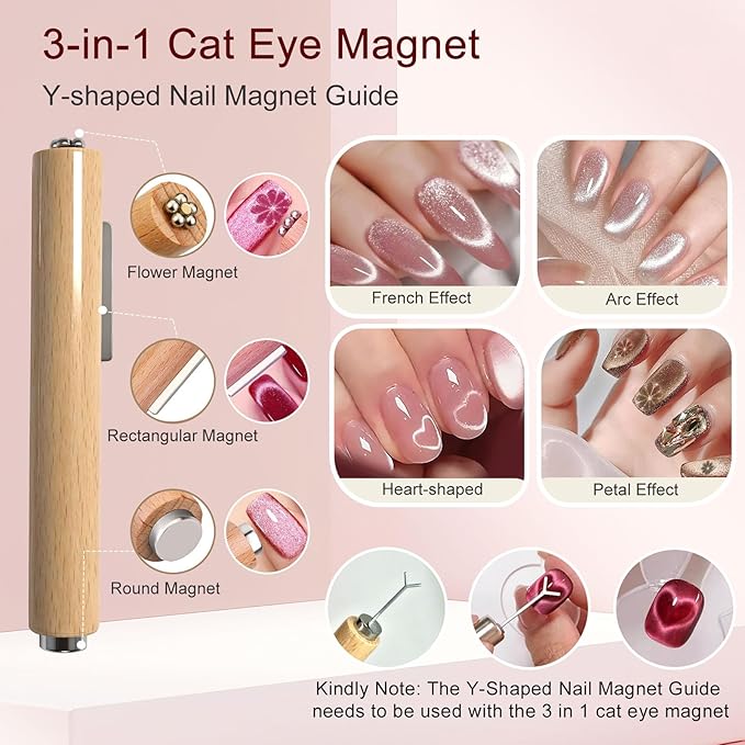 65Pcs Nail Art Tools Set, Professional 7Pcs Nail Art Brushes and 2Pcs Striping Liner Brush, 3Pcs Dual Tipped Dotting Pens, 4-Types Cat Eye Magnet, 50Pc Nails Sponges for Ombre & Grabbing Pen