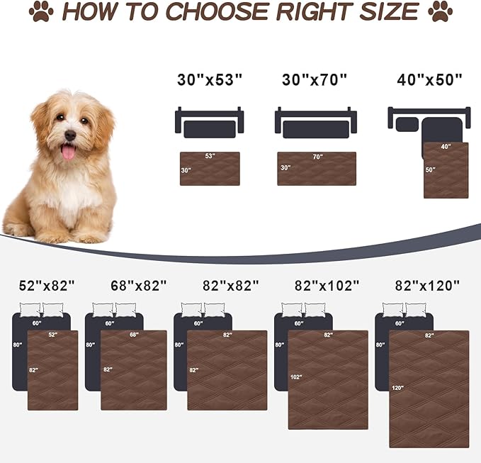 Smiry Waterproof Dog Bed Cover Blanket 30x53, Soft Reversible Pet Blanket, Washable Leakproof Cats Dogs Couch Cover for Sofa, Couch, Furniture, Brown/Chocolate