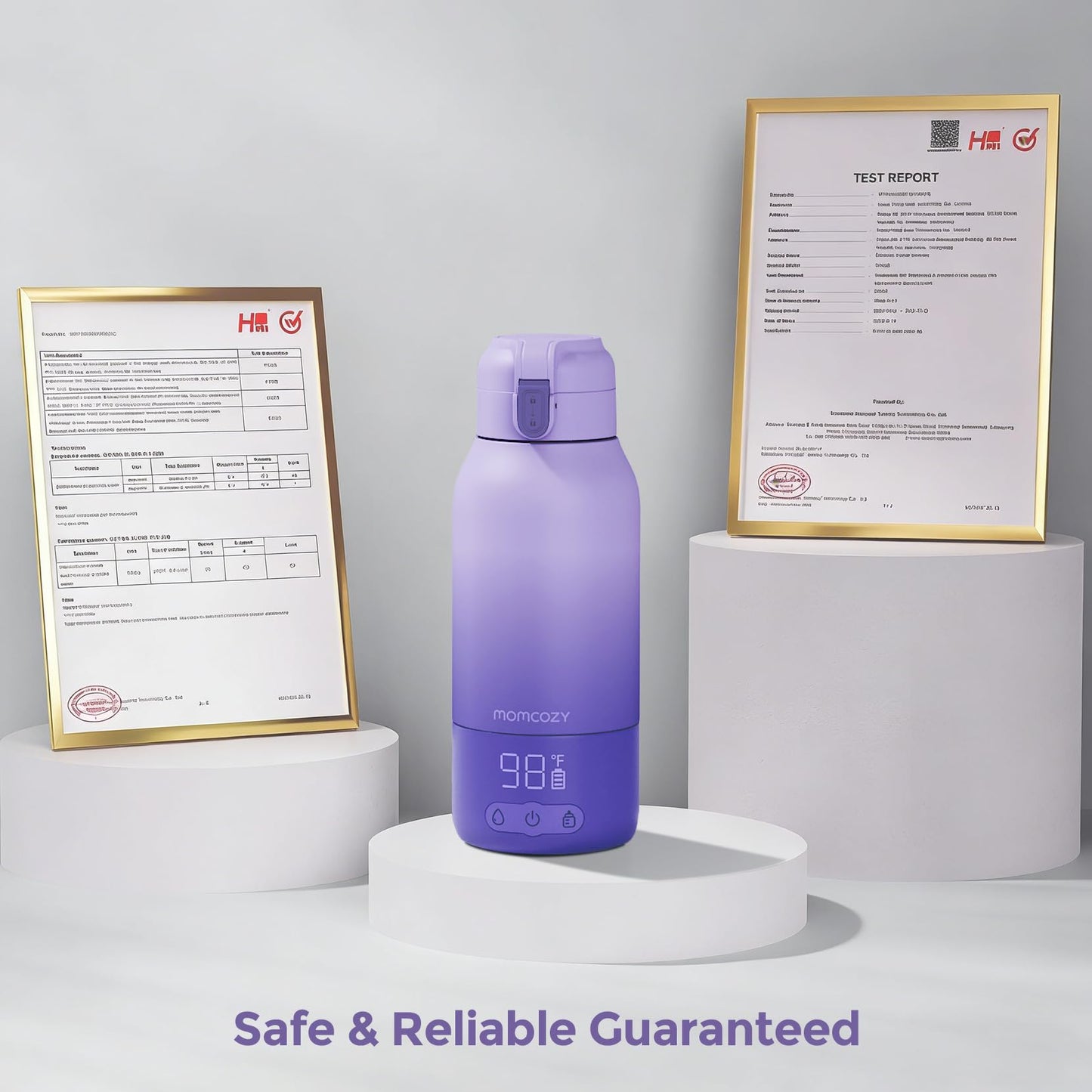 Momcozy Portable Bottle Warmer for Travel – Dual Heating Modes for Breast Milk & Water, Portable Milk Warmer with Fast Heating & Long Battery Life, 17 Ounces Large Capacity, Purple