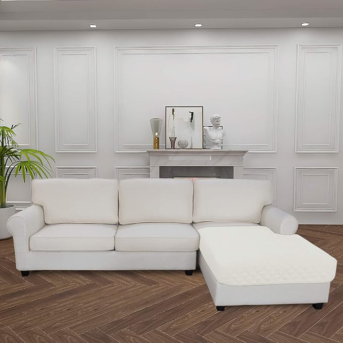 Easy-Going Sectional Couch Covers for Dogs L Shape Sofa Cover Reversible Sofa Slipcover Chaise Lounge Cover Furniture Protector Cover for Pets Dog Cat (42 x 52inches, Ivory/Ivory)