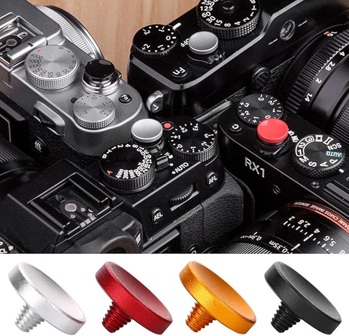 Camera Shutter Button, 4Pcs Shutter Release Button, Aluminum Alloy Concave Soft Shutter Button for Fuji-Film X100 X100S X-10 X20 X-E1 XT10 XT20 XE2S X100F