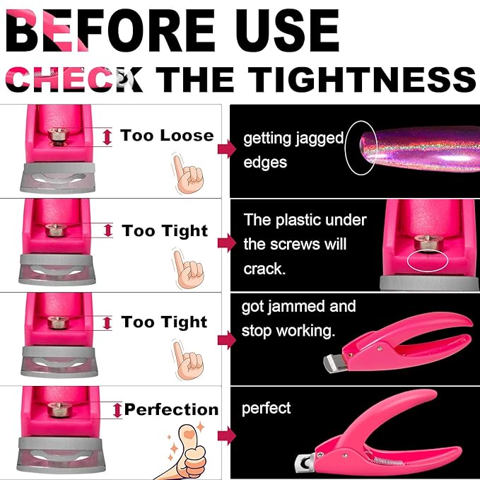 Pink Adjustable Nail Clippers with Magnets Sizers for Acrylic Nails, Artificial Fake Nail False Nail Tip Cutter Trimmer Manicure Pedicure Sharp Blade Clip Tool For Salon Home Art Beauty