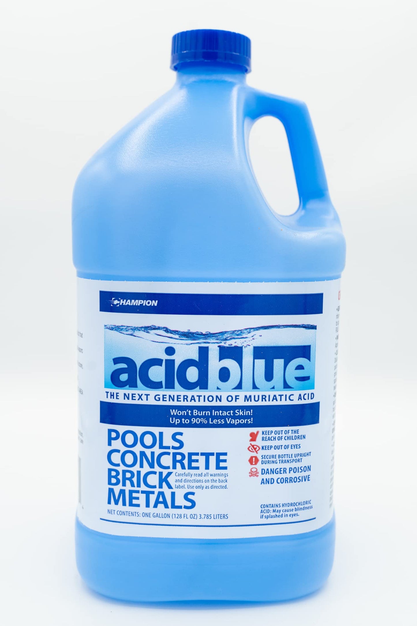 CPDI Acid Blue Muriatic Acid Swimming Pool pH Reducer Balancer and Concrete Cleaner | Buffered, Low-Fume - 1 Gallon