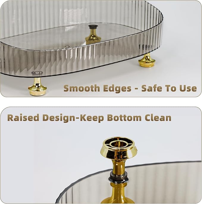 Perfume Organizer, Bathroom Vanity Tray, Makeup Trays for Dresser Top, Countertop Decorative Plastic Decor Tray, Perfume Organizer for Women, organizador de perfumes (Gray)