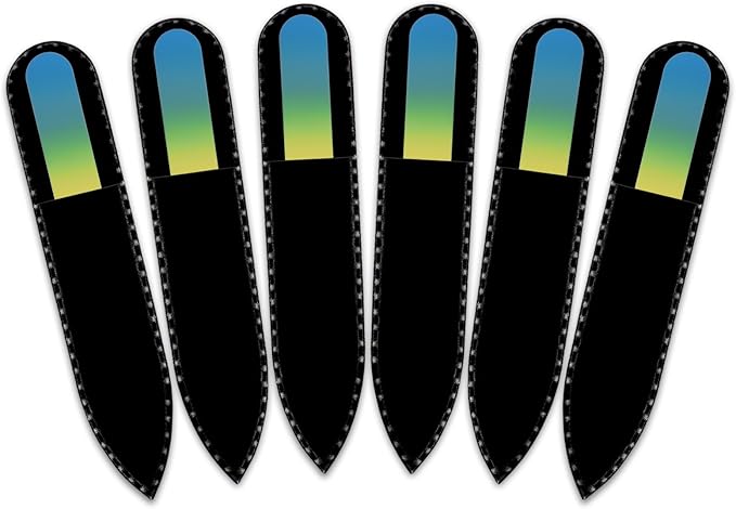 Mont Bleu Rainbow Crystal Nail File in Black Pouch - Small/Purse Size - Czech Tempered Glass - Handmade in Bohemia (Czech Republic)