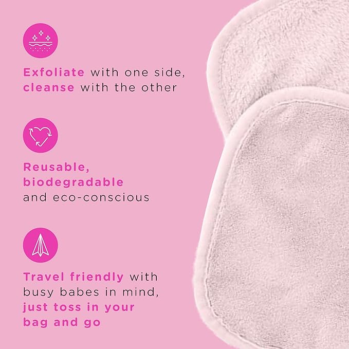 ERASE YOUR FACE Reusable Makeup Remover Cloths - Microfiber Face Towels to Cleanse & Remove Makeup - Water Activated for Sensitive Skin - Eco-Friendly - Pastel (2 Count)