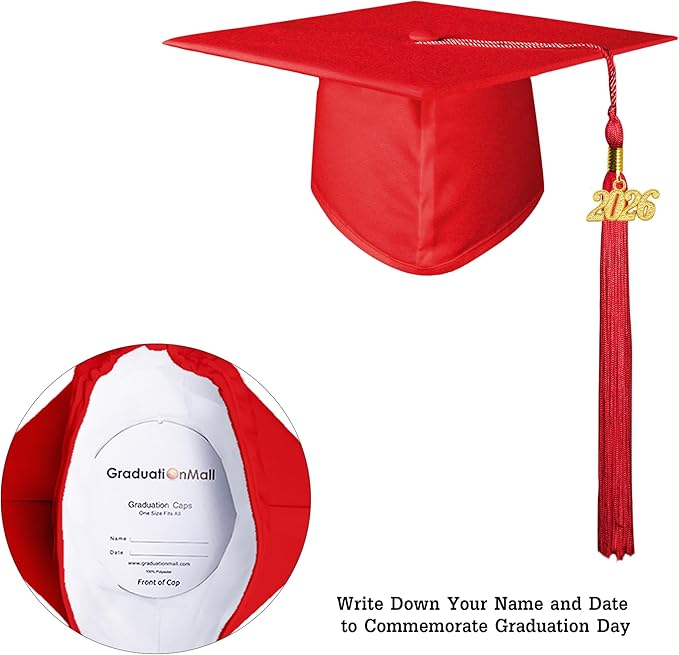 GraduationMall Matte Kindergarten & Preschool Graduation Cap for Kids with 2026 Tassel Black