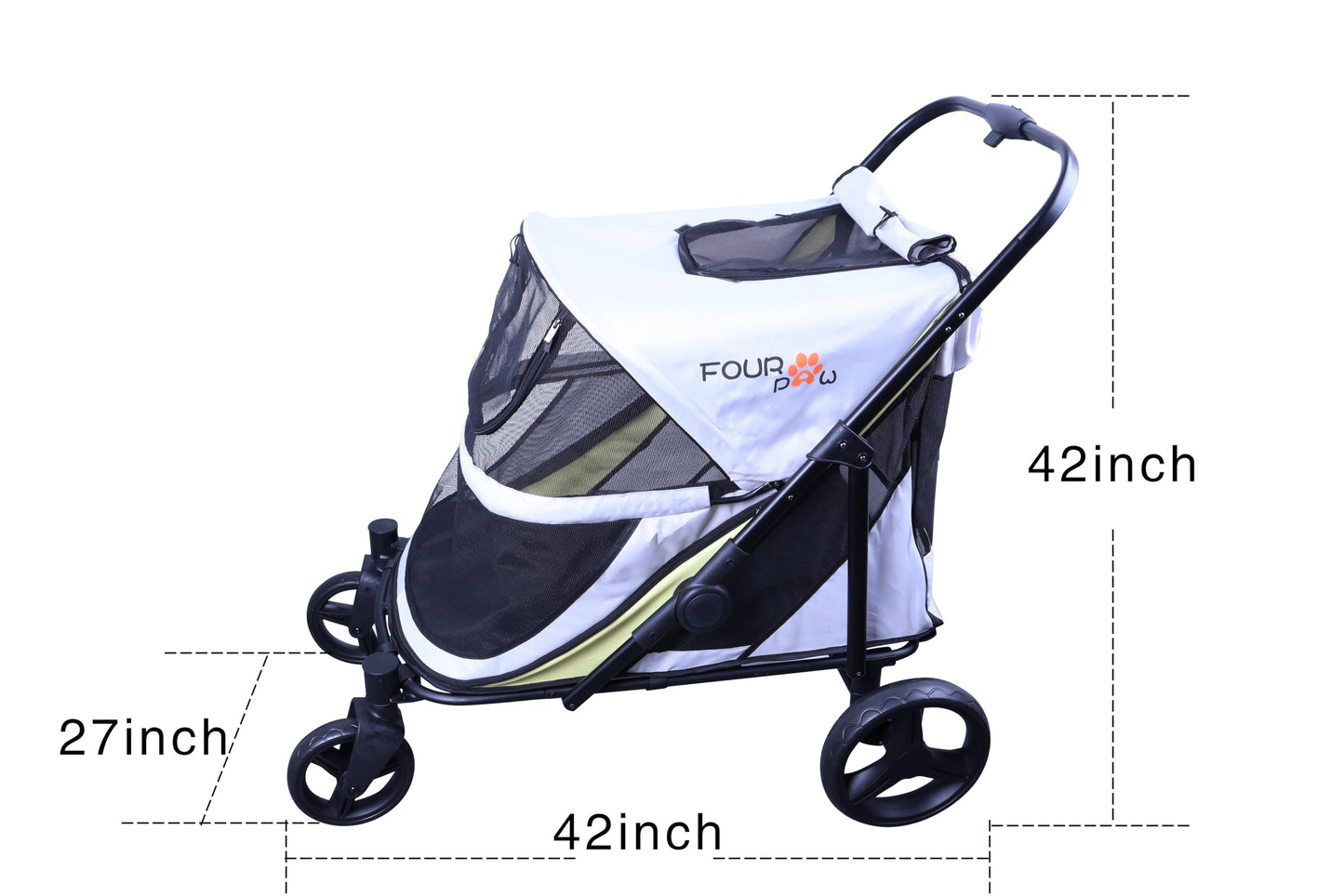 FOURPAW Dog Stroller for Medimu/Large Dogs - Easy Fold Dual Entry Pet Stroller with One-Foot Brake,Ideal up to 80 lbs.