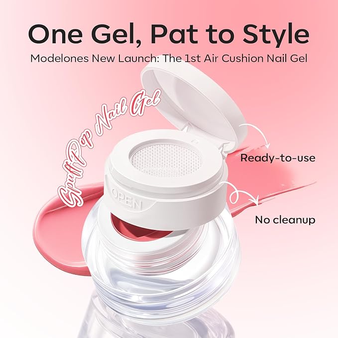 modelones Pat Paint Gel Nail Polish, 1 Jar Soak Off UV Patting Gel Polish Pigmented Colors for Ombre & Gradient & Blush Blooming & French Tip Nail Art, Blush Pink