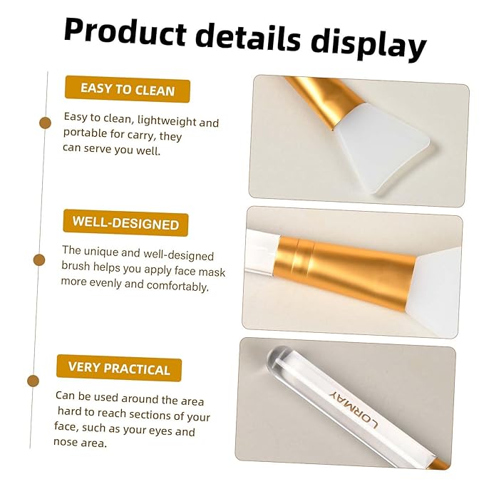 LORMAY Jelly Brush | 2 Pcs Silicone Face Mask Brushes | Mask Application Tool for Even Coverage | Skincare Enhancer | Durable Silicone | Easy to Clean | All Skin Types (Tapered brush head)