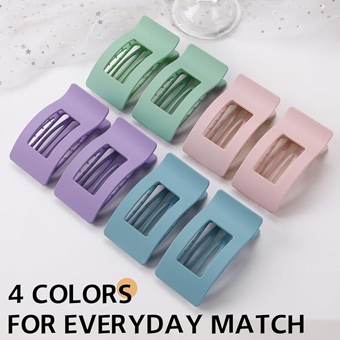 8 Pack French Flat Hair Clips for Women – Large Matte No-Slip Claw Barrettes for Thick & Thin Hair, Strong Hold Styling Accessories (Colorful)