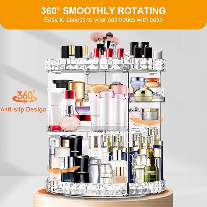 Makeup Organizer 360 Degree Rotating 7 Adjustable Layers Large Capacity Cosmetic Organizer Transparent Make Up Organizers and Storage