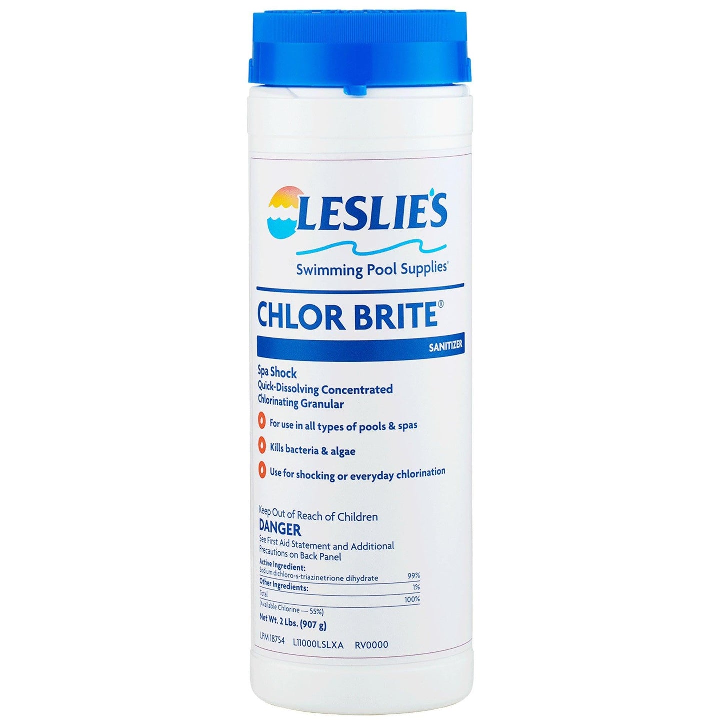 Leslie's Chlor Brite Granular Chlorine Spa Shock 2 lbs LPM 18754