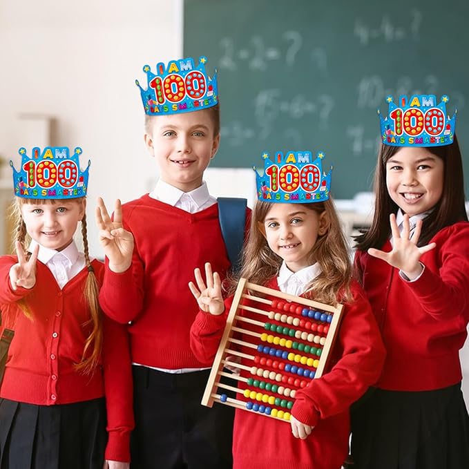 SICOHOME Paper Crown Hats Caps for Kids Paper Crowns for Students Classroom Kindergarten Preschool Party Supplies Adjustable