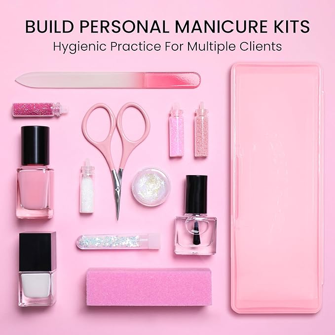 Beauticom Personal Box Storage Case for Professional Manicurist Nails Pedicure (Large Size) (1 Piece, PINK)
