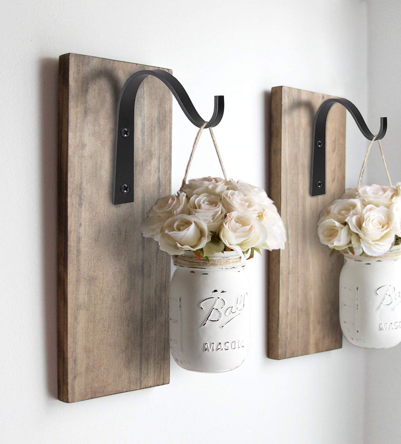 Mkono 10 Pack Iron Wall Hooks for Hanging Plant Lanterns, Plant Hanger Fence Metal Bracket for Bird Feeders, Wind Chimes, Mason Jar Sconces, Light Outdoor Indoor Rustic Home Decor, 3 Inch