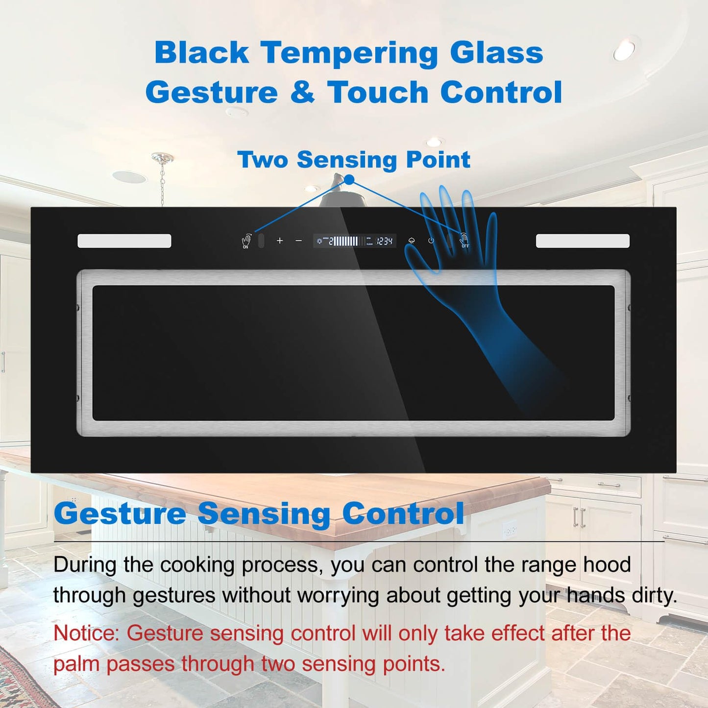 JOEAONZ Range Hood Insert 30 Inch 800 CFM, Built-in Vent Hood Black Glass Gesture & Touch Control Kitchen Exhaust Fan, Mesh Filters Recirculating Stove Hood Dual LED Lights Ducted/Ductless Convertible