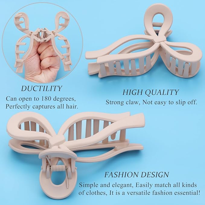 4 Pcs Bow Hair Clips Elegant Hair Claw Butterfly Hair Accessories for Girls Nonslip Butterfly Clips Hair Styling Accessories for Women