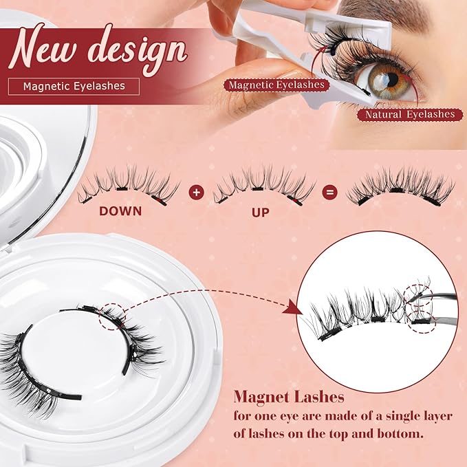 Higu clace Magnetic Eyelashes with Applicator Soft Magnetic Lashes Natural Look Wispy Magnet Lashes Easy to Wear and Remove Ã¯Â¼ÂDJCX-N04Ã¯Â¼Â