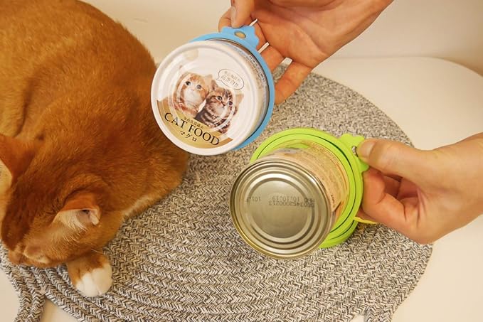 Comtim Silicone Can Lids Covers for Dog and Cat Food, Universal Size Fits All Standard Cans (3 Pack & Spoon, Multi-colored)