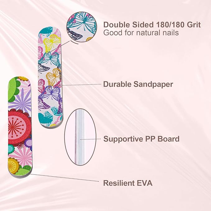 Mini Nail Files (50 Packs), Colorful Emery Boards for Nails Double Sided 180 Grit Emory, Gifts Bulk Fingernails Manicure Tools Shaping Buffing Smoothing Filers Cute 3.5Ã¢ÂÂ
