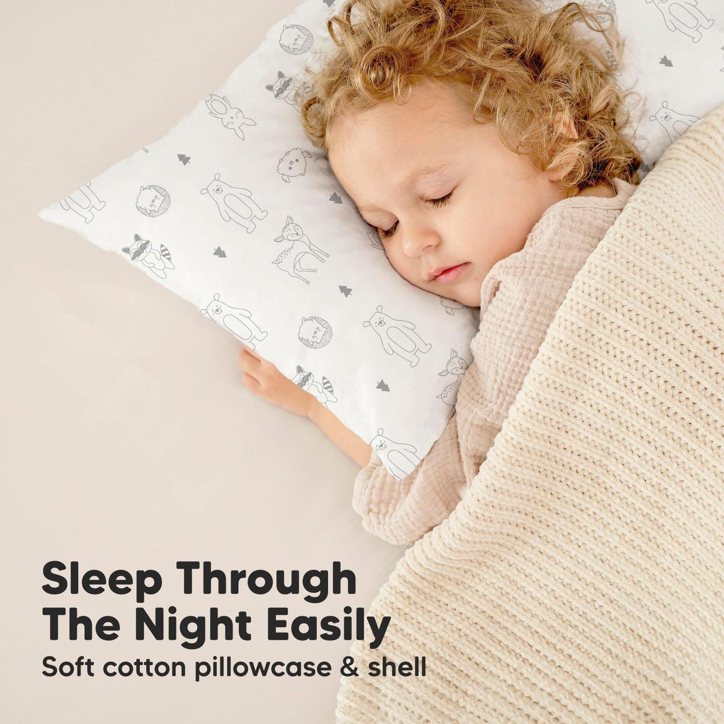 KeaBabies Toddler Pillow with Pillowcase, Jumbo 14X20 - Soft Organic Cotton Toddler Pillows for Sleeping - Machine Washable - Perfect for Travel, Toddler Bed Set(KeaFriends)