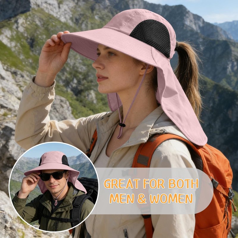 Sun Hat for Men Women with Neck Flap,UPF 50+ UV Protective Hiking Fishing Hats,Wide Brim Sun Hat for Women&Men …