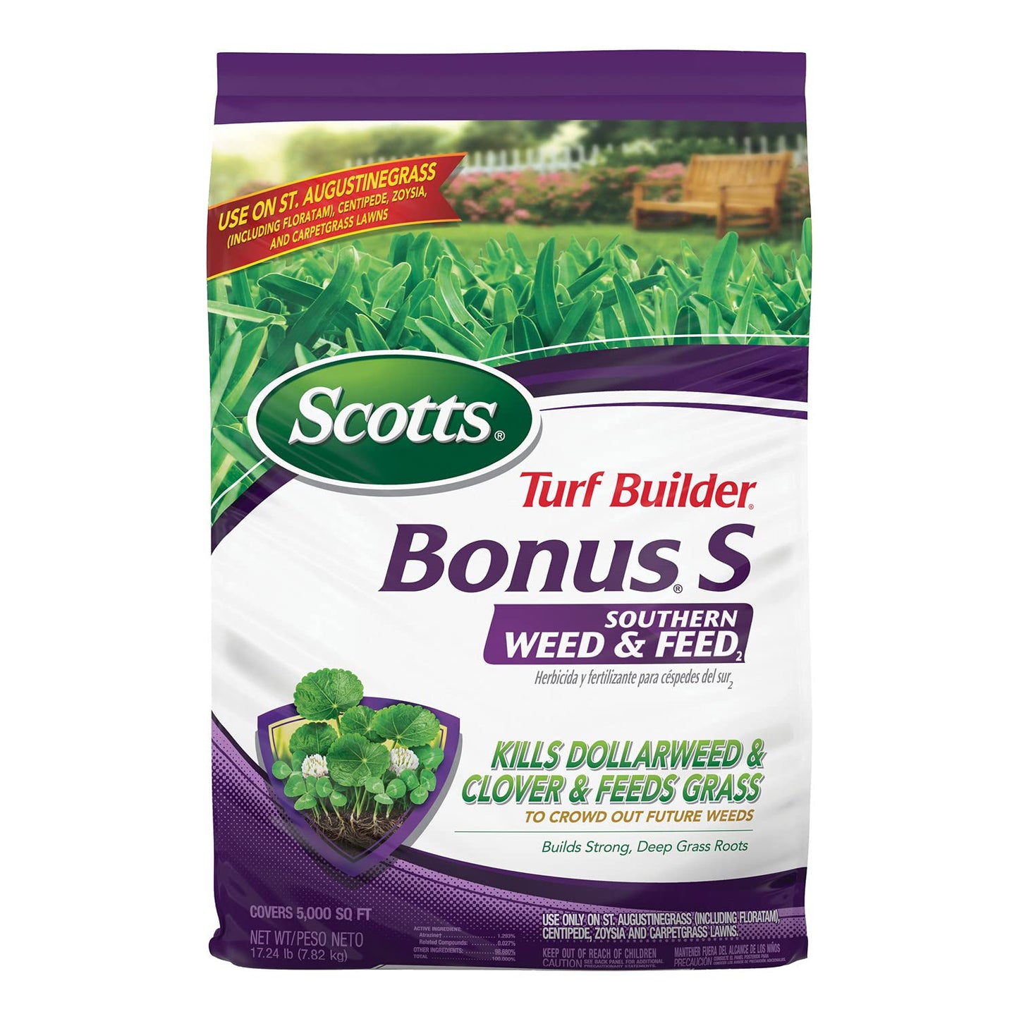 Scotts Turf Builder Bonus S Southern Weed & Feed2 - Weed Killer and Lawn Fertilizer, Lawn Care, 5,000 Sq. Ft., 17.24 Ibs.