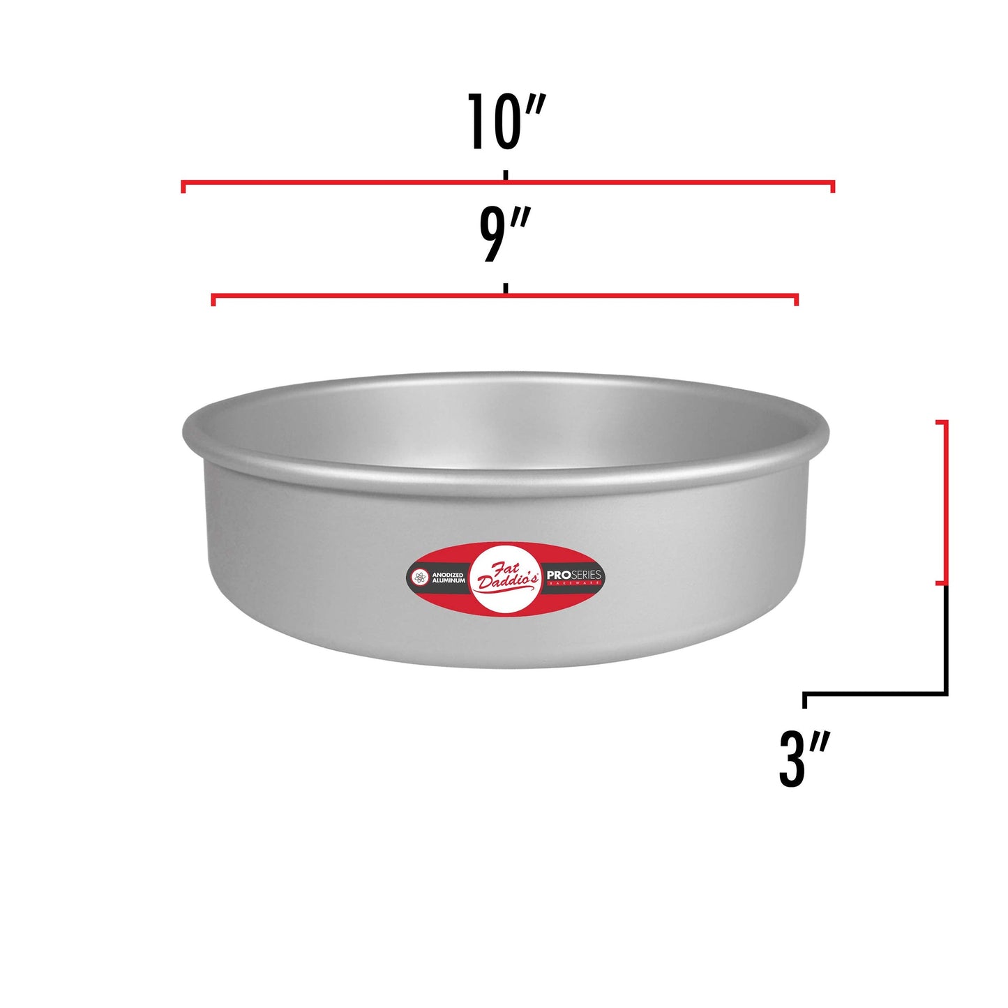 Fat Daddio's Anodized Aluminum Round Cake Pan, 9 x 3 Inch
