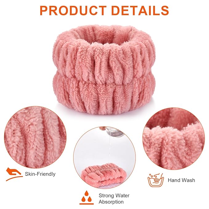 2pcs Wrist Bands for Washing Face Wash Wristbands Wrist Towels Arm Bands for Skincare Makeup Wrist Cuffs Spa Wrist Scrunchies