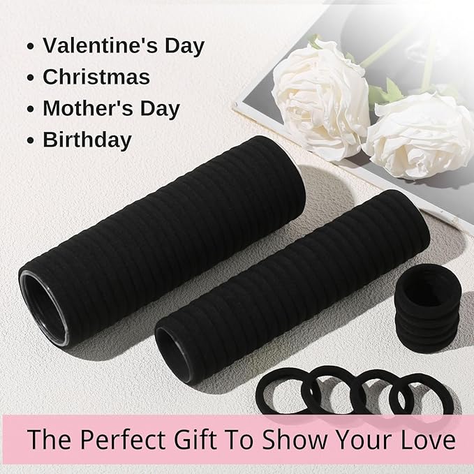 LuSeren 120PCS Black Hair Ties for Thick Hair Ã¢ÂÂ Seamless No Damage Elastic Ponytail Holders, Black Hair Band,Bulk Nylon Hair Elastics for Women