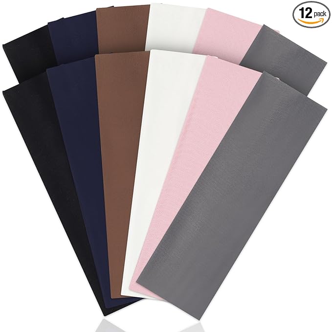 Panleding 12 Pack Sports Headbands for Women, Non-Slip Elastic Soft Hair Bands, Fashion Hair Warp for Workout, Yoga, Running, Fitness, Neutral Colors