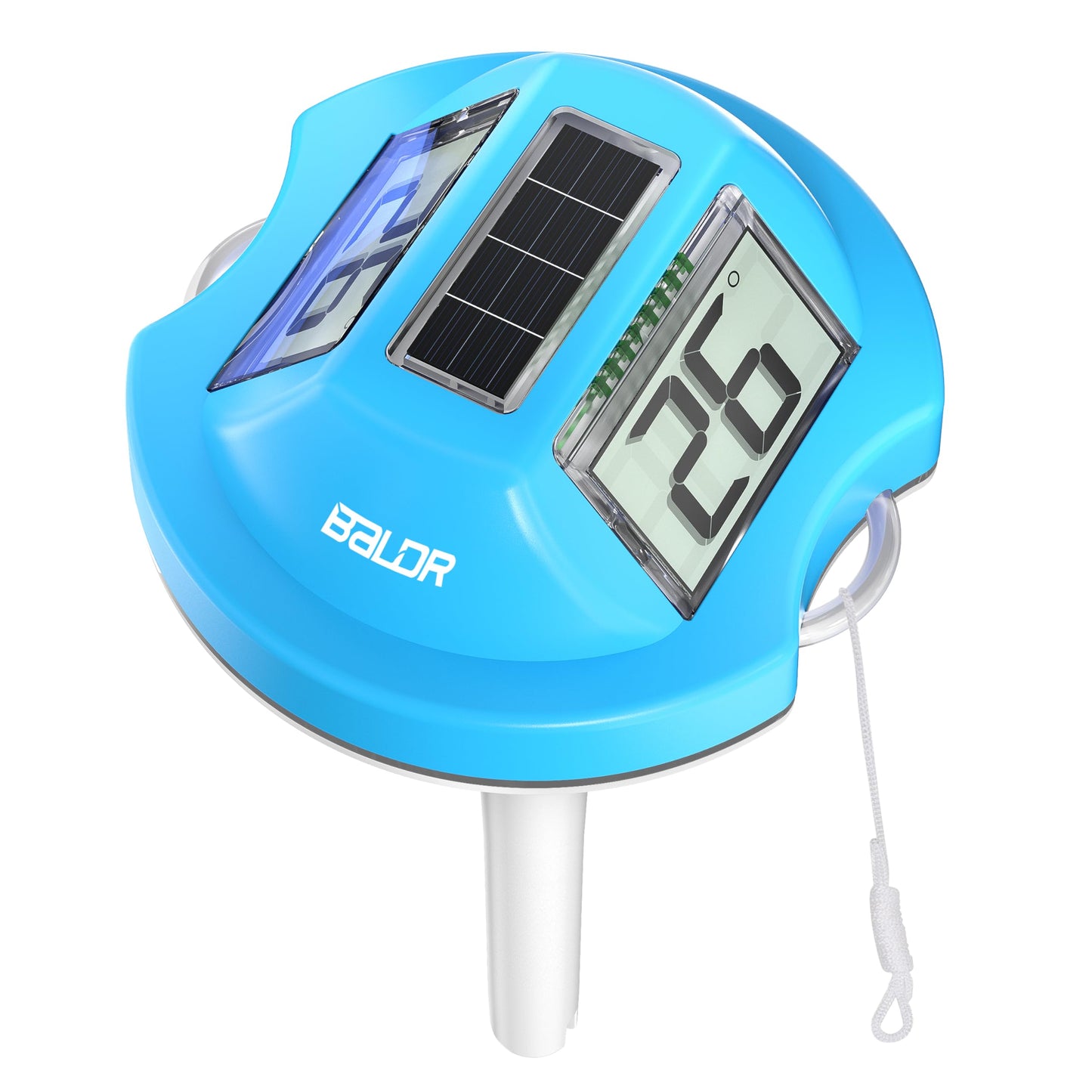BALDR Pool Thermometer Floating Easy Read, Solar Digital Pool Thermometer with Dual Large Screens, IPX7 Water Temperature Gauge for Inground Above Ground Pools & Spas (Light Blue)