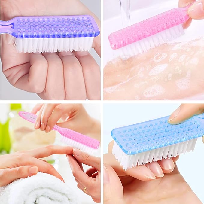 HOFASON 6 Pack Nail Brush for Cleaning Fingernails, Nail Brush Handle Grip Brush for Nail and Toenail Foot, Nail Dust Brush Manicure Pedicure Tools Scrubbing Brush Women Men Home Salon (Clear)