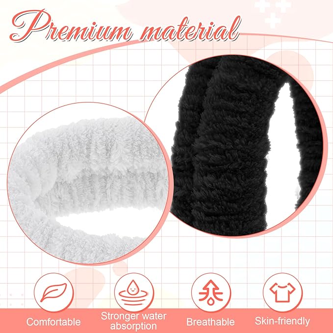 2Pcs Spa Headband, Make Up Headband Hair Head Band for Face Washing Hair Bands Men Absorbent Elastic Skin Care Headbands Wrap for Women Yoga Sports Shower Exercise