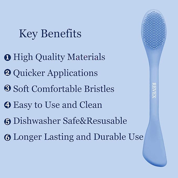 REVEX Pore Cleaning Brush,Face Scrubber,Exfoliating Pore Scrubber,Silicone Face Mask Applicator,Mask Applicator Tool for Facial Mud,Face Brush for Women Men. (Sky Blue+Gray)