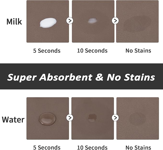 Dog Food Mat - Absorbent Cat Mat for Food and Water, No Stains Pet Feeding Bowl Mat, Easy to Clean Pet Placemats, Quick Dry Dog Water Dispenser Mat for Messy Drinkers | Paw Brown 18"x34"
