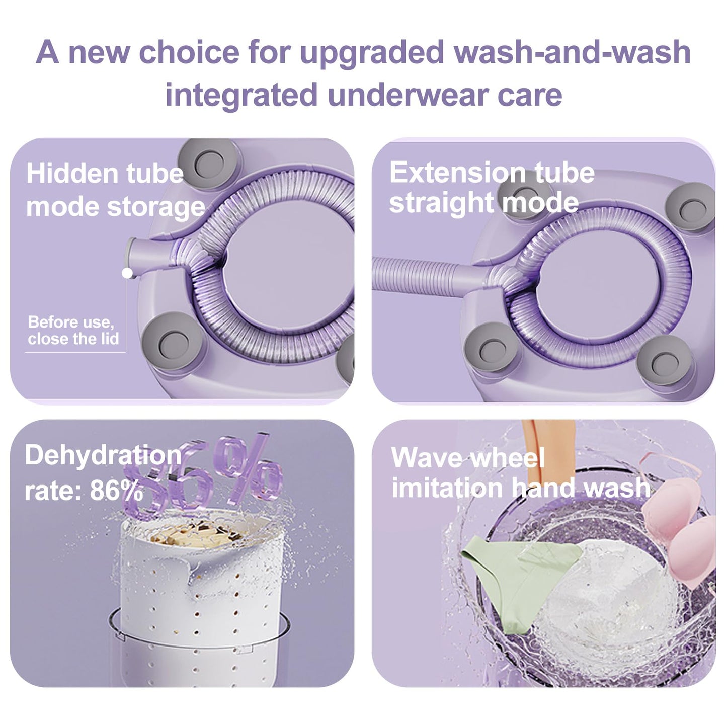 Underwear Washing Machine,Portable Washer & Spin Dryer Combo,Mini Washing Rechargeable Cordless Washing Deep Cleans Small Clothes Small Clothes for Apartment, Dorm, Travel & Hotel Use (2 L capacity)