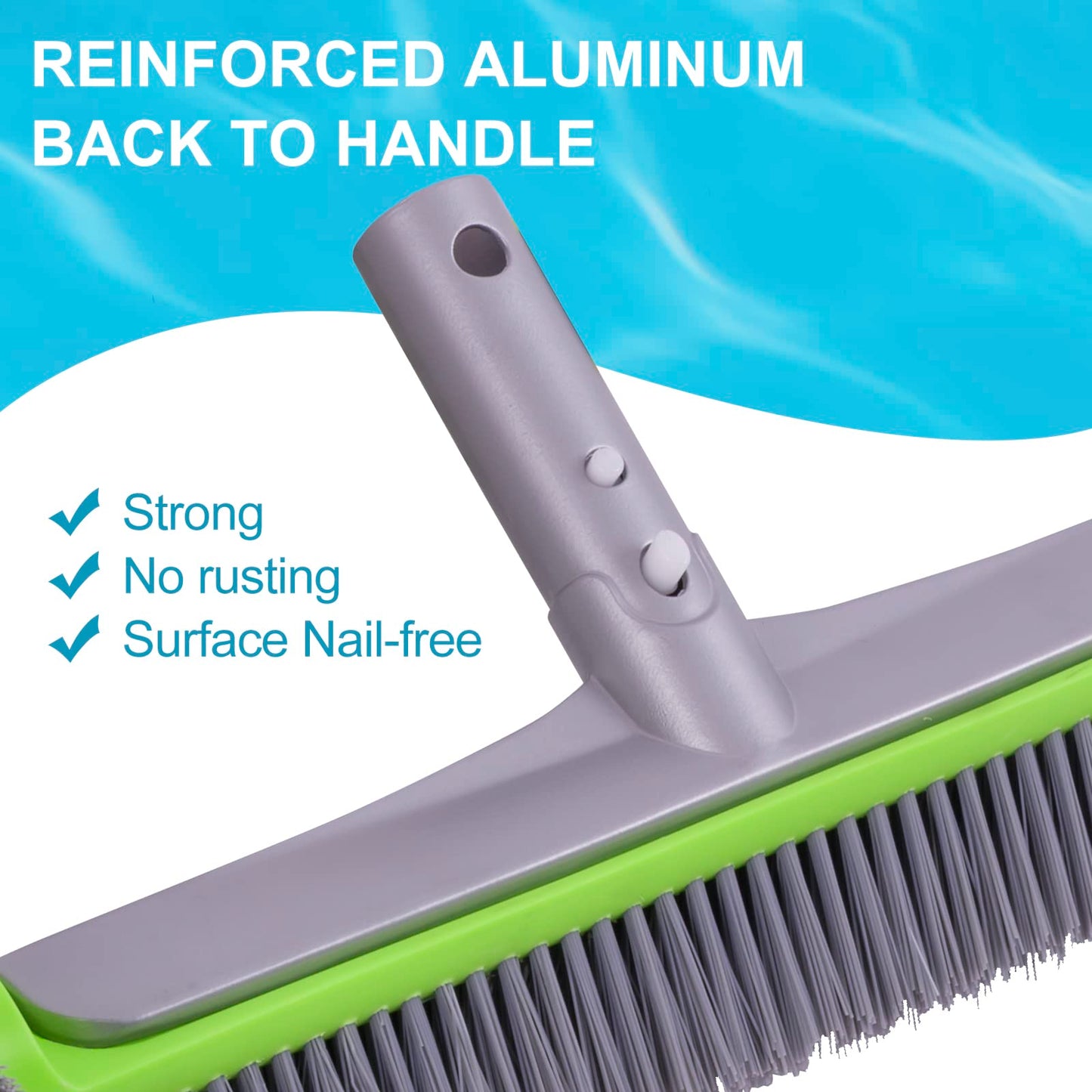 Sepetrel Pool Brush Head for Cleaning Walls,Heavy Duty Inground / Above Ground Swimming Pool Round Scrub Brushes with Premium Strong Bristle & Reinforced Aluminium Back,Grey