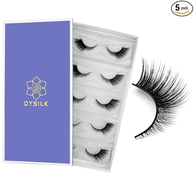 DYSILK Eyelashes Mink Lashes - False Eyelashes Fake Lashes 5 Pairs 6D Lashes Cat Eye Fake Eyelashes Strip Lashes Reusable Faux Mink Eyelashes Lash Extension Kit | Angel 4mm-17mm