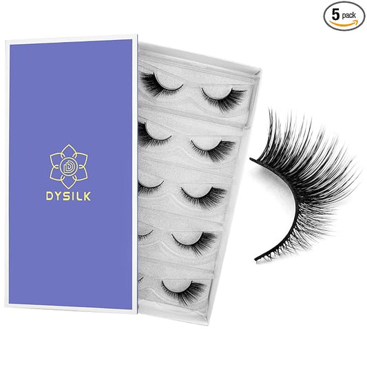 DYSILK Eyelashes Mink Lashes - False Eyelashes Fake Lashes 5 Pairs 6D Lashes Cat Eye Fake Eyelashes Strip Lashes Reusable Faux Mink Eyelashes Lash Extension Kit | Angel 4mm-17mm