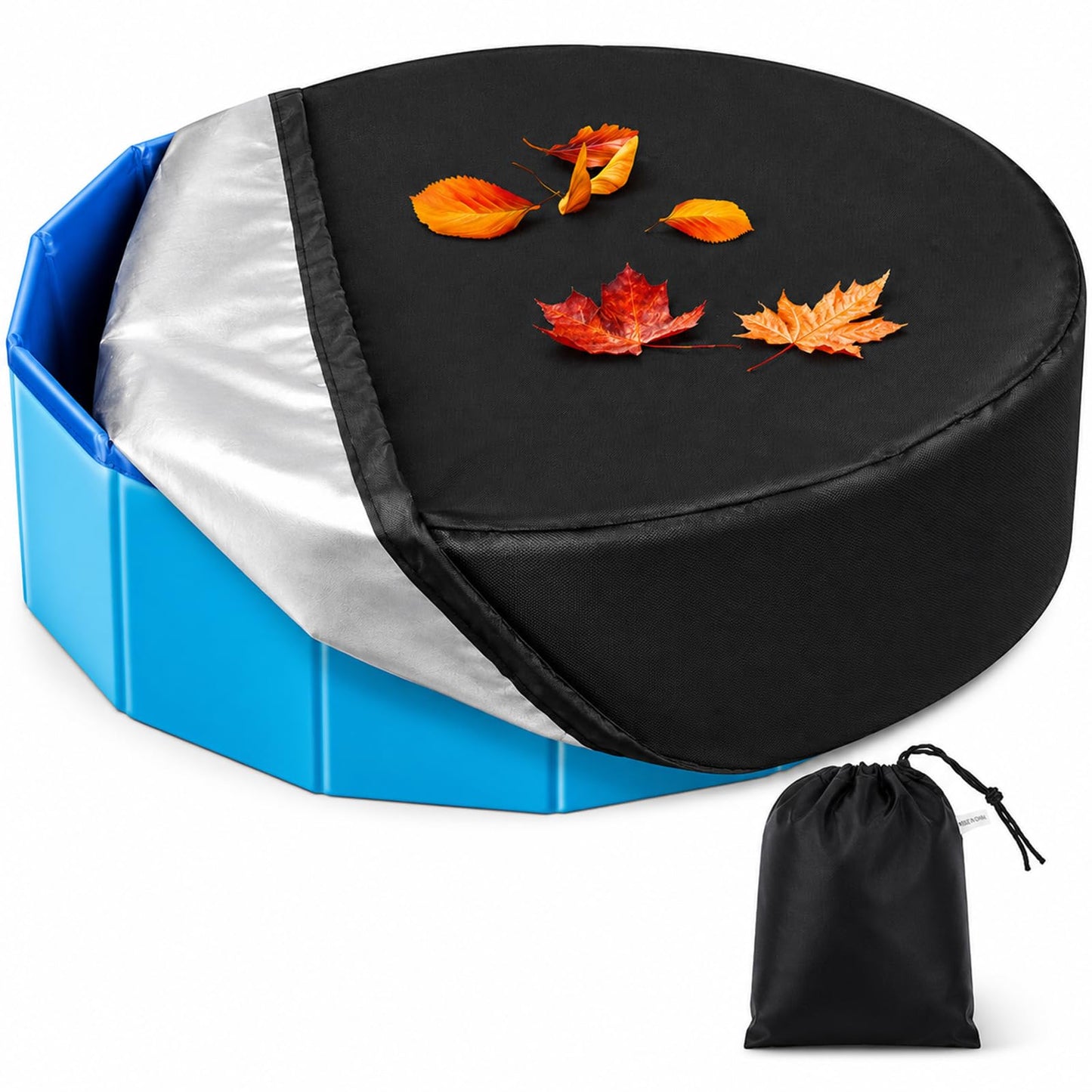 Rypet 48 inch Dog Pool Cover Foldable Round Pools Pet Collapsible Swimming Pool Cover Kiddie Pool Cover Portable Pool Accessories for Dog Kiddie Pool Bathing Tub