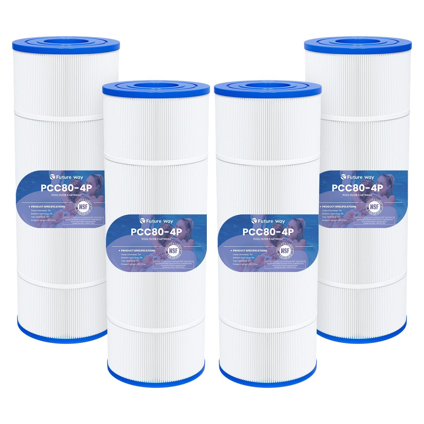 Future Way CCP320 Pool Filter Cartridges Replacement for Pentair Clean & Clear Plus 320, Replace Pleatco PCC80-PAK4, Pentair R173573, 160340, 320 sq.ft, 4 Pack