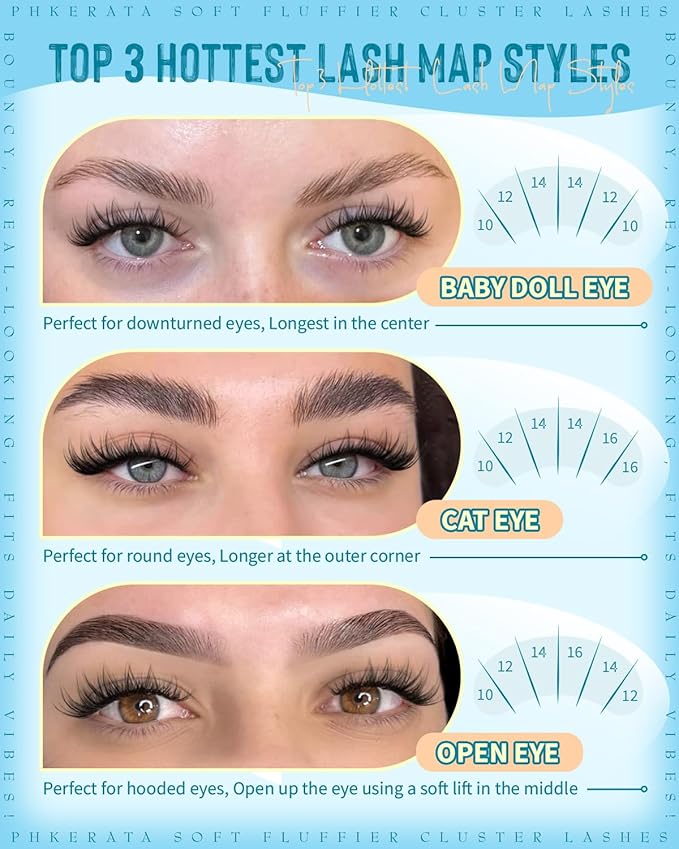 PHKERATA Eyelash Clusters Natural Lash Clusters Eyelash Extensions 240Pcs Wispy Cluster Lashes 10-16mm Lash Extension DIY Soft C Curly Individual Lashes with Thin Lash Band
