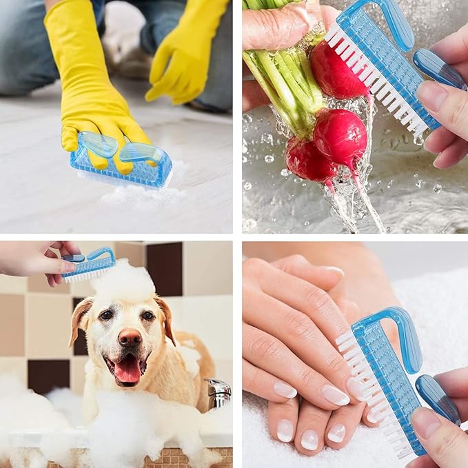Handle Grip Nail Brush, Nail Cleaning Brushes Pedicure Scrubbing tool, Toes Fingernail Brush Scrub Cleaner kit for Men and Women 8 Pack (Multicolor)