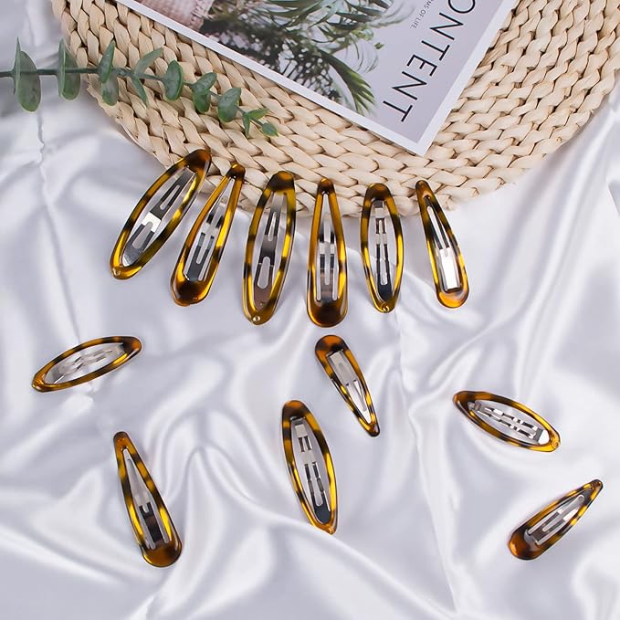 16pcs Snap Hair Clips, Classic Tortoise Hair Clip, Vintage Hairpin Accessories for Women Girls, Metal Barrettes Various Size and Style Combinations Suitable for All Hair Types