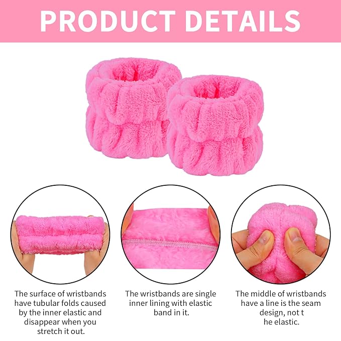 6Pcs Spa Headband and Wrist Washband Set, Skincare Makeup Headband, Sponge Face Wash Band, Terry Cloth Puffy Hair Band for Washing Face