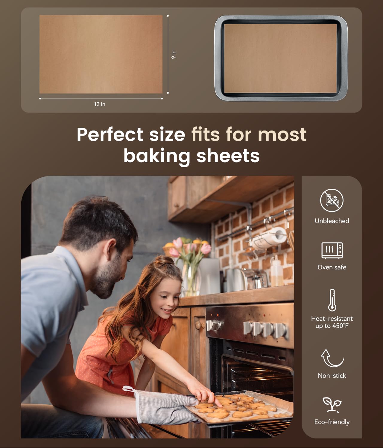200 Pcs Parchment Paper Sheets, 9x13 In Non-Stick Precut Baking Parchment for Baking, Grilling, Air Fryer, Steaming, and More (Unbleached) - Quarter Sheet Size, Perfect for Bread, Cakes, Cookies