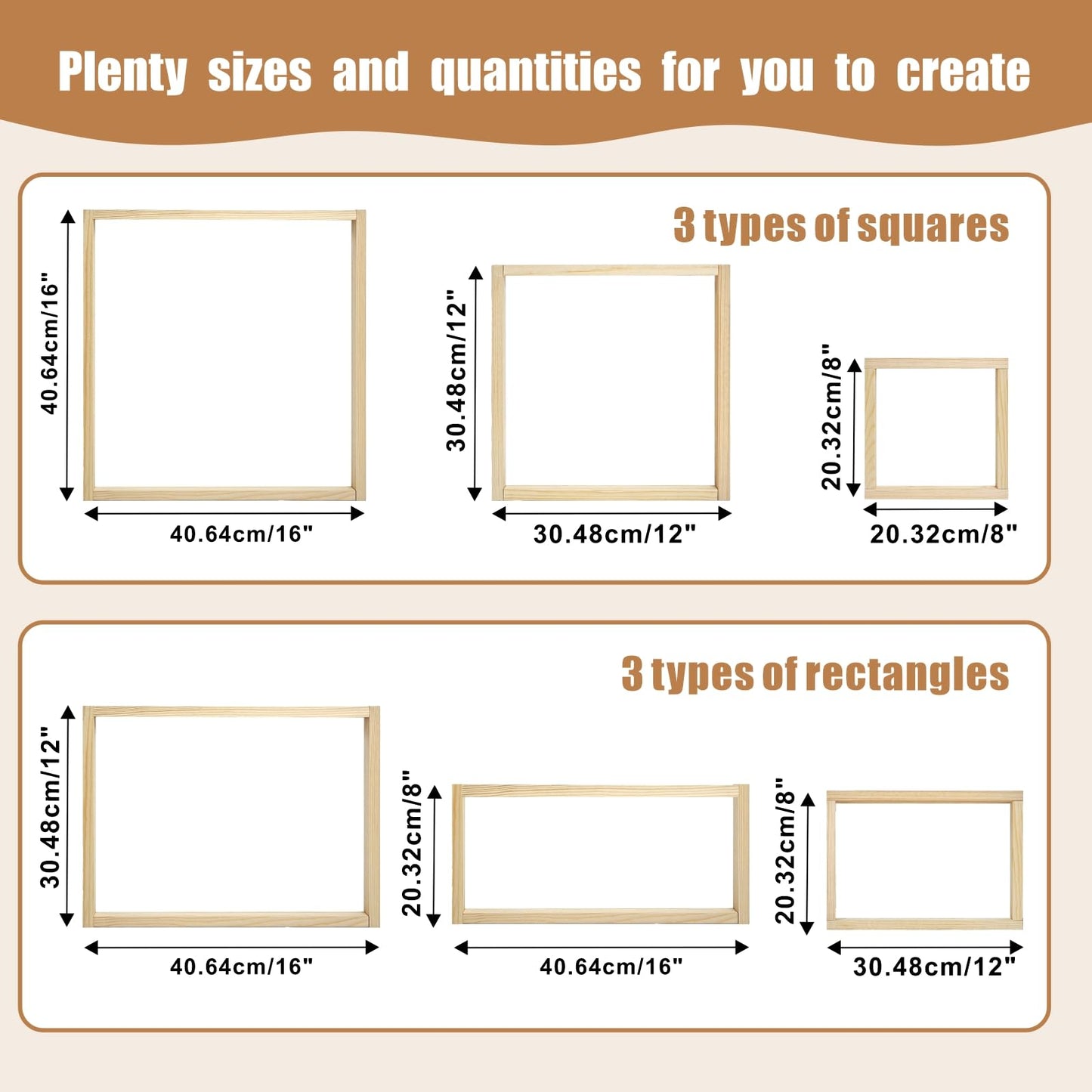 6 Sets Stretcher Bars for Needlework with 100 Tacks for Women's Birthday Gifts,3 Sizes 12pcs Wooden Canvas Splicing Stretcher Bars Needlepoint Embroidery Stitch Frame Set for Crafts Art