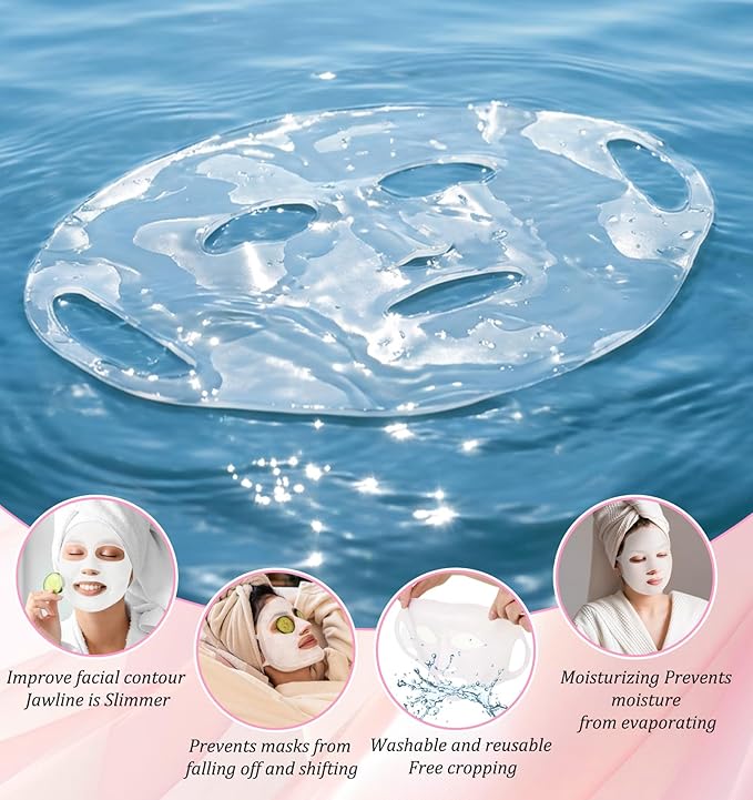 3Pcs Silicone Facemask Holder Reusable, Silicone Face Mask Holder Firming Facemask Holders for Sheet Masks, Wet Locking Avoid Evaporation Skincare Beauty Tool Pink Gold White